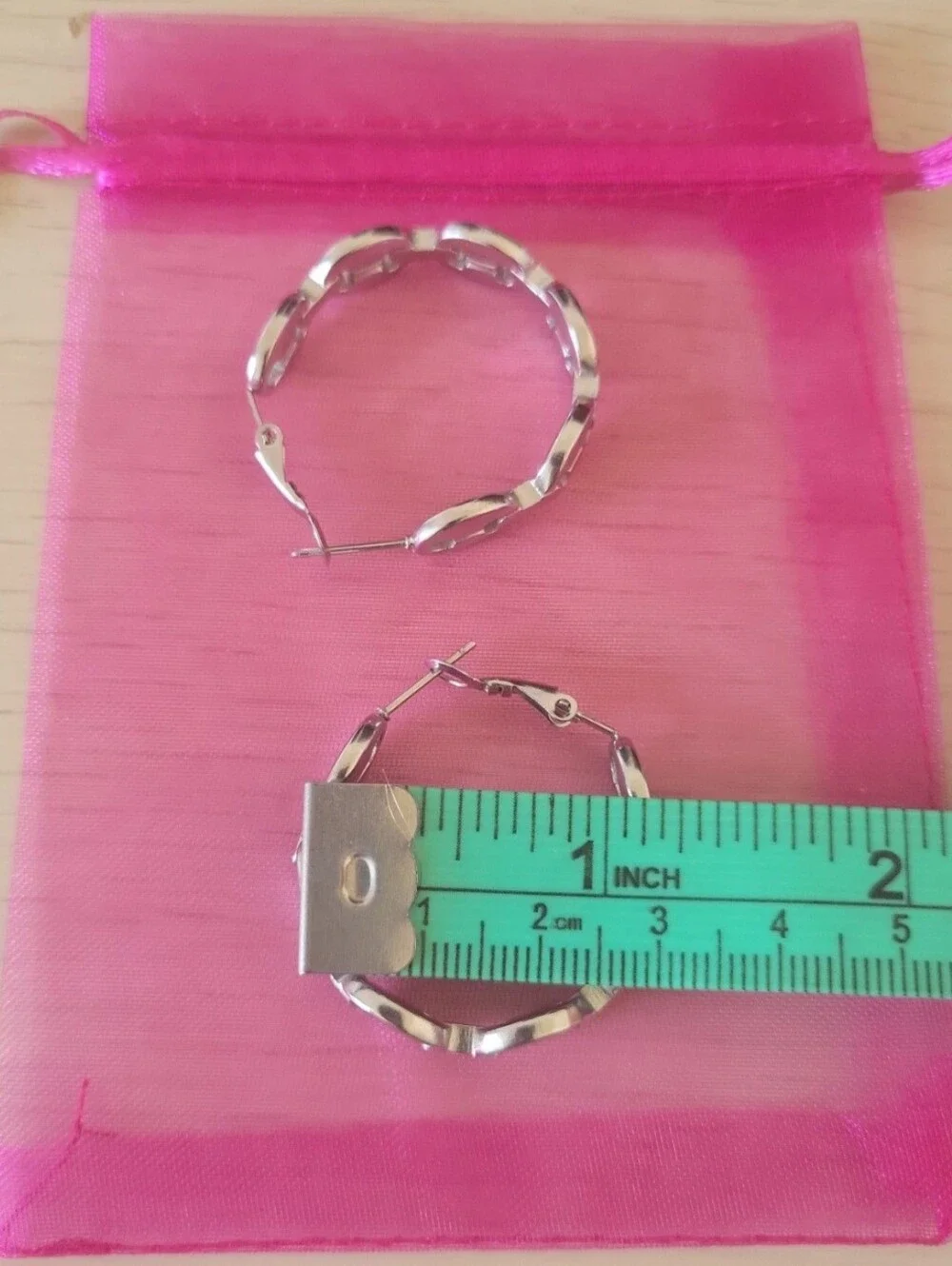 Sterling Silver Link Hoop Earrings - Silver